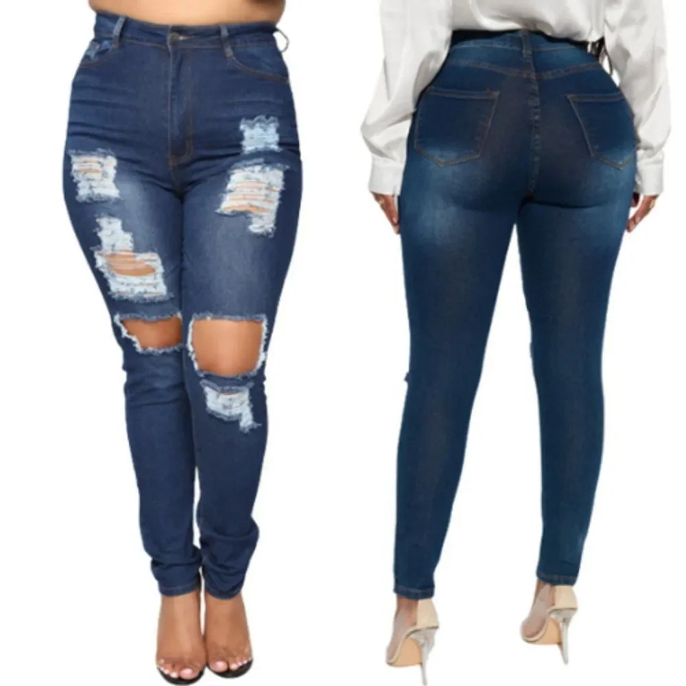 Fashion Nova Women's Medium Blue Wash Say Yes to Distress Jeans Size 7